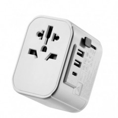EWENT ADAPTADOR VIAGEM UNIVERSAL SCHUKO PARA VARIOS 2xUSB 1x