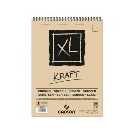 Bloco Espiralado Canson XL Kraft A3 90gr 60F / Escolar / Art