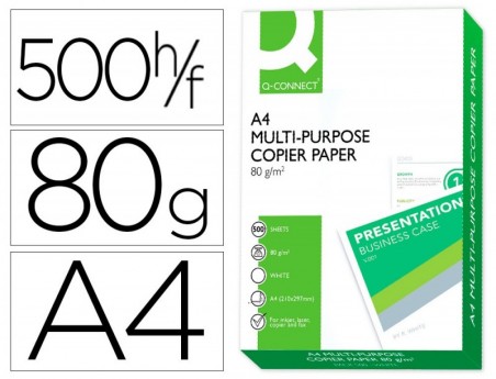 5un PAPEL FOTOCOPIA Q-CONNECT, A4, EMB. 500 FOLHAS, 80 GRS