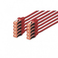 DIGITUS CHICOTE CAT 6 S-FTP LSZH 0.25MT PACK 10 VERMELHO