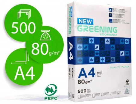 5un PAPEL FOTOCOPIA GREENING A4, EMB. 500 FOLHAS, 80 GRS