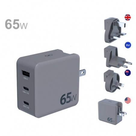 FORCE POWER CARREGADOR VIAGEM 65W PD GAN USBA+2C US/UK/EU/AU
