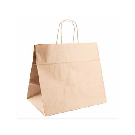 250un Saco Kraft 32+21x28,5cm c/Asa "Fast Food" 1un