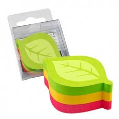 Bloco Adesivo Motivo Folha 50x50mm 3 Cores 225 Folhas / Escr