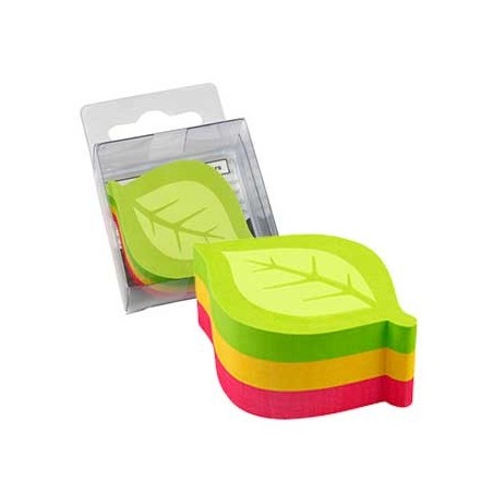 Bloco Adesivo Motivo Folha 50x50mm 3 Cores 225 Folhas / Escr