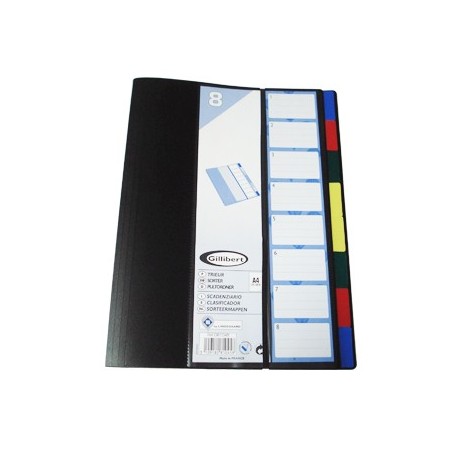 Pasta Classificador A4 com Elastico e 8 Separadores Sortidos