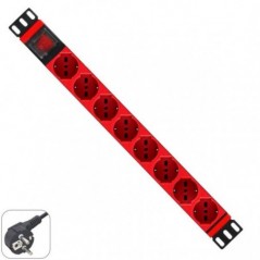 WP RACK REGUA TOMADAS 8X SCHUKO 19" PDU C/ INTERRUPTOR RED