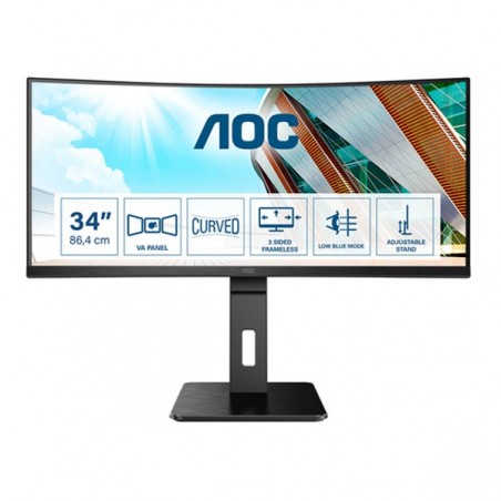 AOC MONITOR VA 34" 21:9 QHD CURVO HDMI DP USB COLUNAS HAS CU