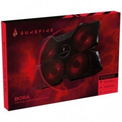 SUREFIRE GAMING BASE P/ PORTATIL ATÉ 17" BORA RED LEDS 4xFAN
