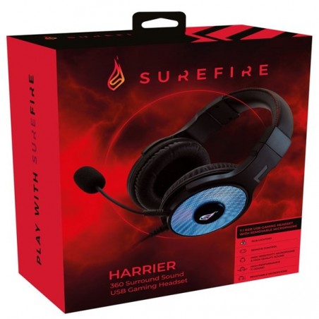 SUREFIRE GAMING HEADPHONES HARRIER 360 SURROUND 7.1 USB RGB