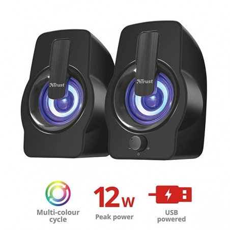 TRUST SPEAKERS GEMI RGB LEDS 2.0 USB POWERED BLACK