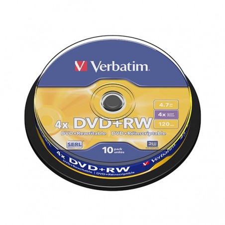 VERBATIM DVD+RW 4X 4.7GB 120MIN  MATT SILVER BOBINE (CAKE) P