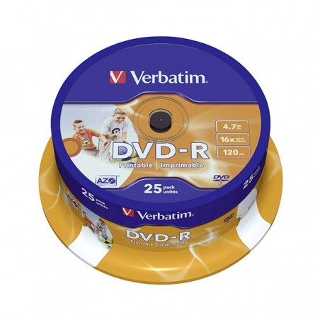 VERBATIM DVD-R 16X 4.7GB 120MIN INKJET PRINT BOBINE (CAKE) P