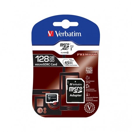 VERBATIM MICRO SDHC 128GB CLASS 10 C/ADAPTADOR
