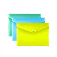 Envelope Plastico A4 Fecho Botao Cores Sortidas - Pack 3un