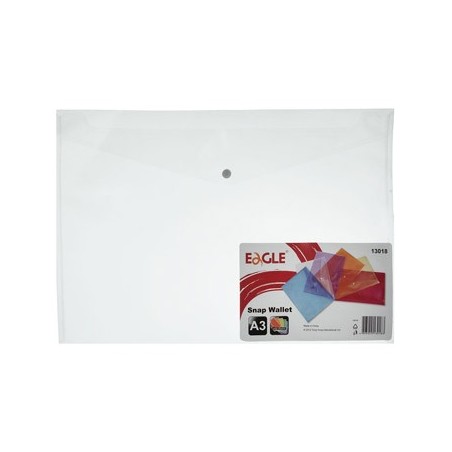 Bolsa Porta Documentos A3 Fecho Botao Transparente Eagle / A
