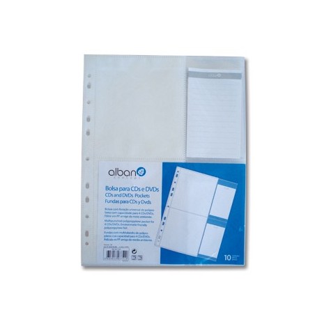 Bolsa PP arquivo c/Furacao p/ 4Cds/Dvds  Pack 10un / Arquivo