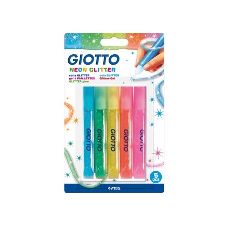 Marcadores Giotto Glitter Glue Neon 5x10,5ml / Escolar / Art