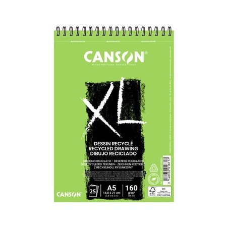 Bloco Espiralado Canson XL Recycle A5 160gr 25F / Escolar /