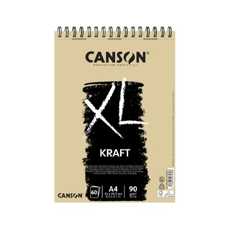Bloco Espiralado Canson XL Kraft A4 90gr 60F / Escolar / Art