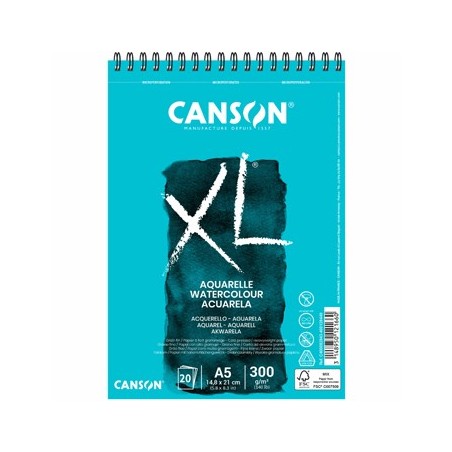 Bloco Espiralado Canson XL Aquarelle A5 300gr 20F / Escolar