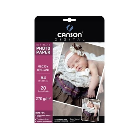 Papel Fotografico Canson Ultimate Satin 270g A4 p/InkJet 20F