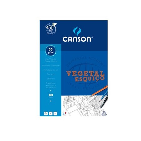 Papel Vegetal (Esquico) Canson A4 55gr 80 Folhas / Escolar /
