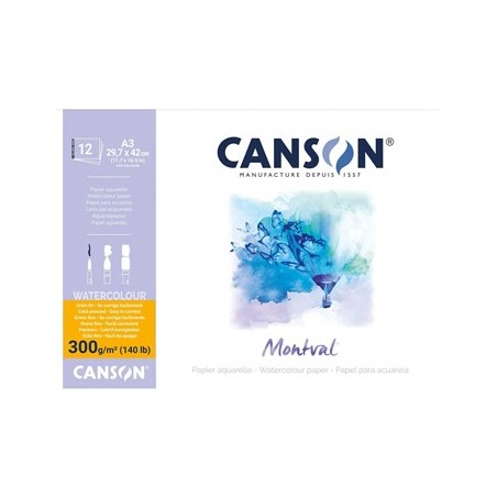 Bloco Colado Canson Montval 297x420mm 300gr 12 Folhas / Esco