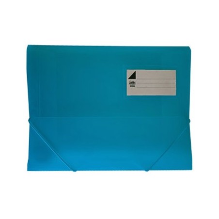 Pasta Plástico c/Elásticos A4 3 Abas Azul Translúcido