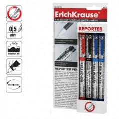 Esferografica EK Reporter 0,5  - Blister 2 Azul 1Preto 1Verm