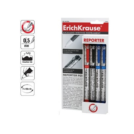 Esferografica EK Reporter 0,5  - Blister 2 Azul 1Preto 1Verm