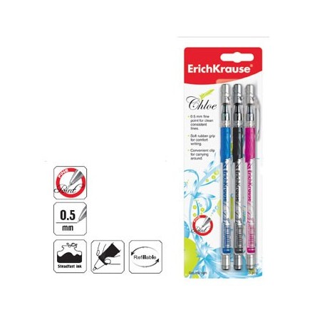 Esferografica EK Chloe 0,5  - Blister 3 Cores / Escrita e De