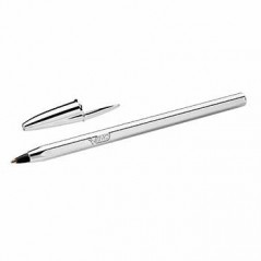 Esferografica Ball Point BICMedium prateada cor preto cx20 /