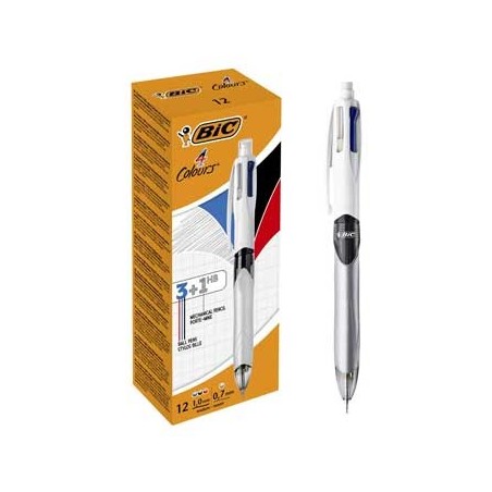 12un Esferografica Ball Point 1,0 BIC (Retractil) 4 cores 3+