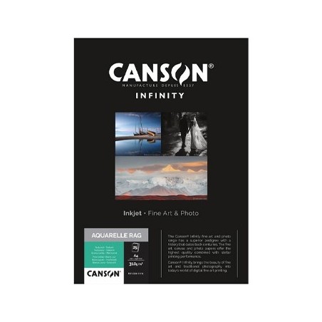 Papel Canson Infinity Aquarelle Rag A4 100% 310gr 25Fls / Pa