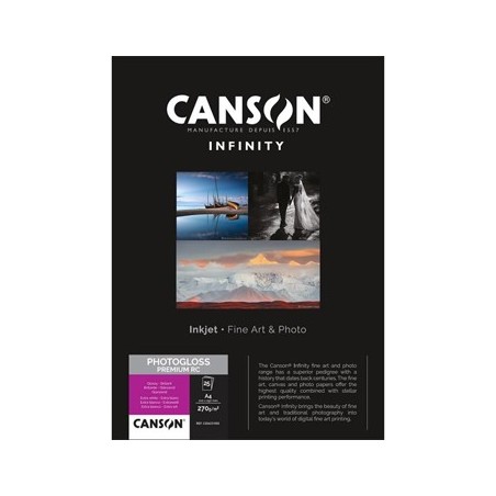 Papel Canson Infinity Photo Gloss Premium RC A4 270gr 25Fls