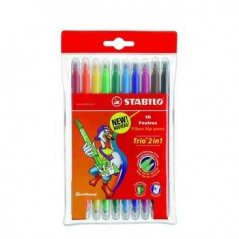 Marcador Feltro Stabilo Trio 2 in 1 Carteira Plastica 10Core