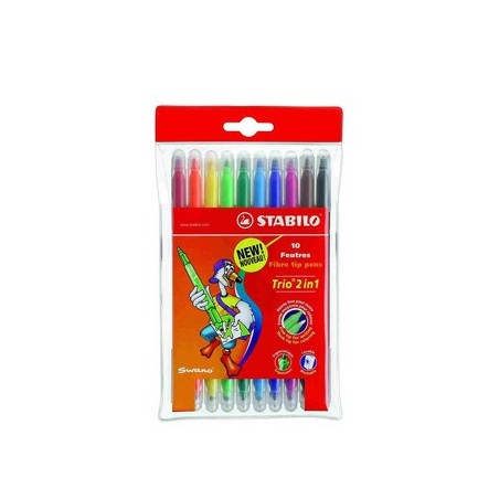 Marcador Feltro Stabilo Trio 2 in 1 Carteira Plastica 10Core