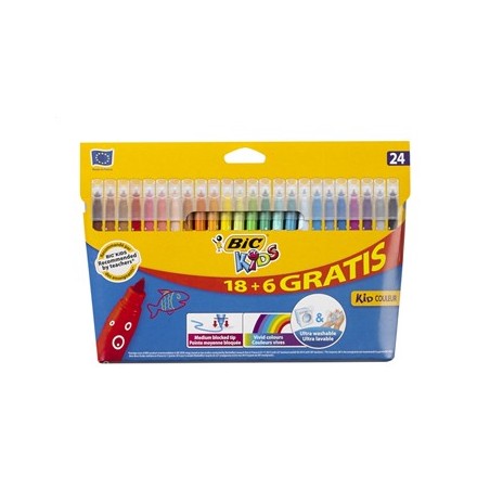 Marcador Feltro Bic Kids Couleur 24 Cores (18+6) / Escolar /