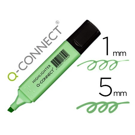 MARCADOR Q-CONNECT FLUORESCENTE PASTEL VERDE PONTA BISELADA