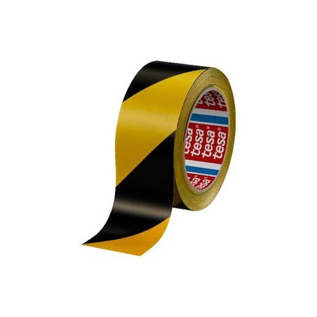 Fita Adesiva PVC Sinalização Amarelo / Preto Tesa 50mmx33mts