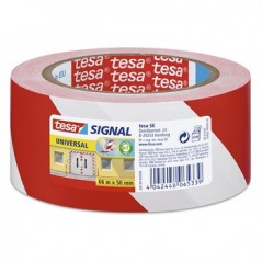 Fita Adesiva PVC Sinalizacao Vermelho/Branco Tesa 50mmx33mts