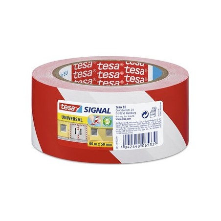 Fita Adesiva PVC Sinalizacao Vermelho/Branco Tesa 50mmx33mts