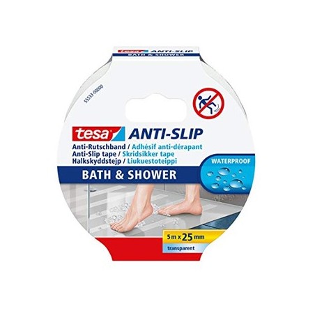 Fita Adesiva Tesa Anti-Derrapante Banho 25mmx5mts Transp / M