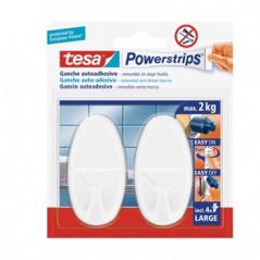Gancho Oval Tesa Powerstrips + 4 Tiras Large Branco 2 unid /