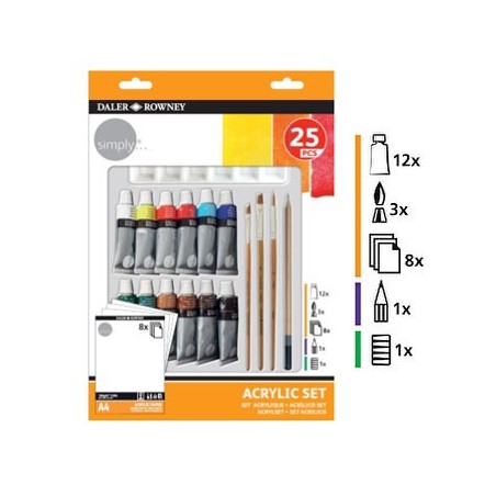 Kit Pinturas Simply Set Acrilico 25 Peças