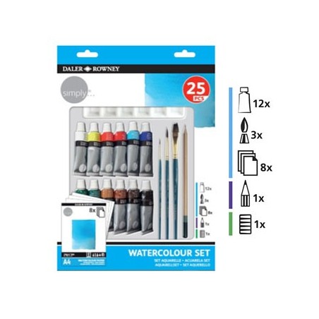 Kit Pinturas Simply Set Aguarela 25 Peças