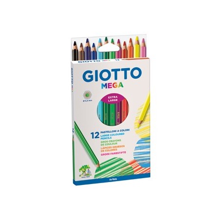 Lapis Cor 18cm Giotto Mega Cx Cartao 12un / Escolar / Artes