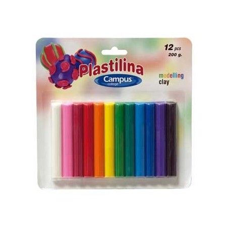 Plasticina Campus Conjunto Sortido 12 Cores 200gr