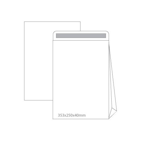 Envelopes Saco Branco 353x250x40 c/Fole Lado/Baixo Cx500un /